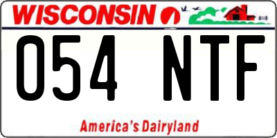 WI license plate 054NTF