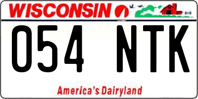 WI license plate 054NTK