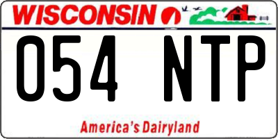 WI license plate 054NTP