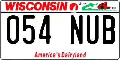 WI license plate 054NUB