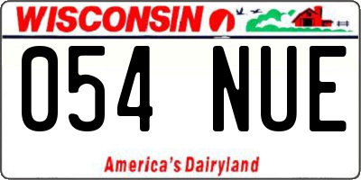 WI license plate 054NUE