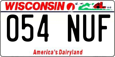 WI license plate 054NUF