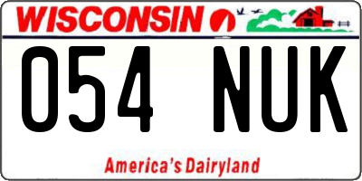 WI license plate 054NUK