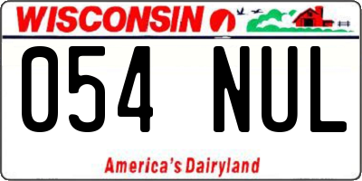 WI license plate 054NUL