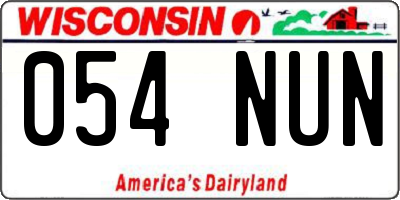 WI license plate 054NUN