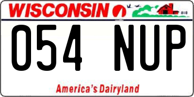WI license plate 054NUP
