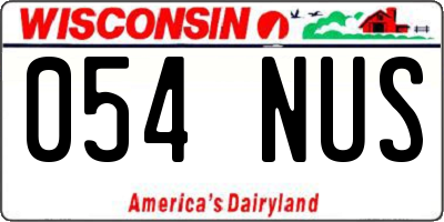WI license plate 054NUS