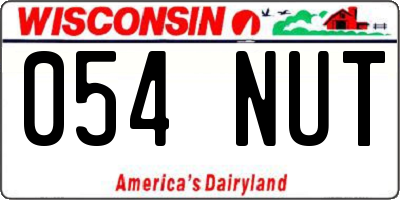 WI license plate 054NUT