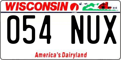 WI license plate 054NUX