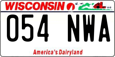 WI license plate 054NWA