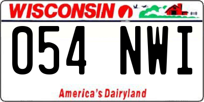 WI license plate 054NWI