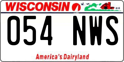 WI license plate 054NWS