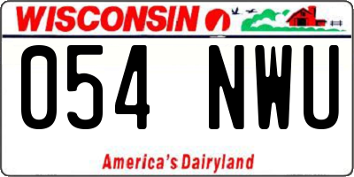 WI license plate 054NWU