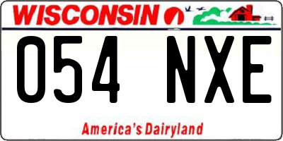 WI license plate 054NXE