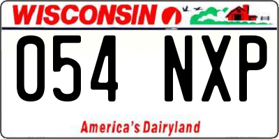 WI license plate 054NXP