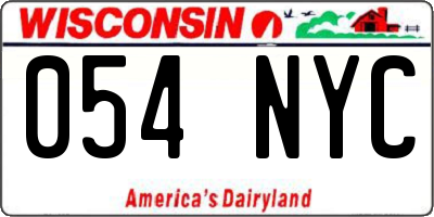 WI license plate 054NYC