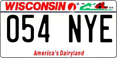 WI license plate 054NYE