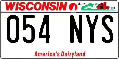 WI license plate 054NYS
