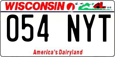 WI license plate 054NYT
