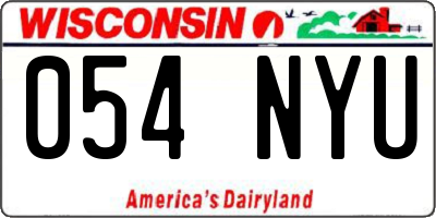 WI license plate 054NYU