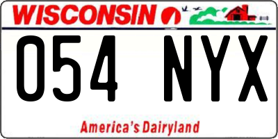 WI license plate 054NYX
