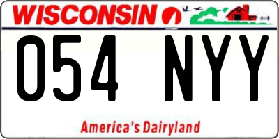 WI license plate 054NYY