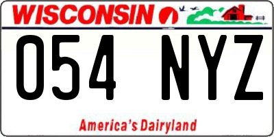 WI license plate 054NYZ