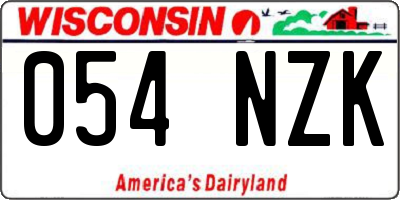 WI license plate 054NZK