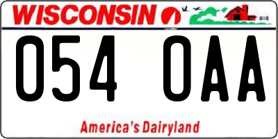 WI license plate 054OAA