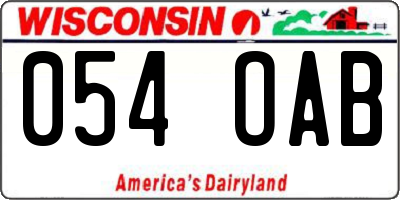 WI license plate 054OAB