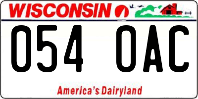WI license plate 054OAC