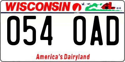 WI license plate 054OAD
