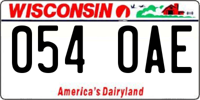 WI license plate 054OAE