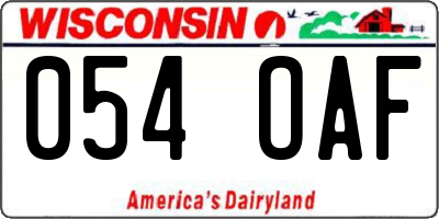 WI license plate 054OAF
