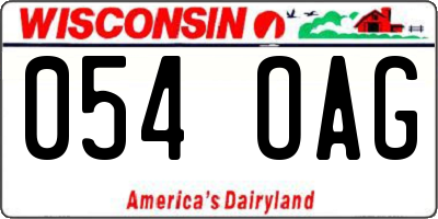 WI license plate 054OAG