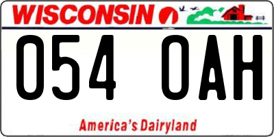 WI license plate 054OAH