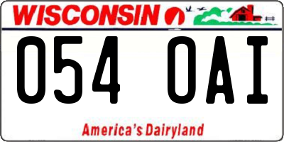 WI license plate 054OAI