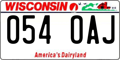 WI license plate 054OAJ