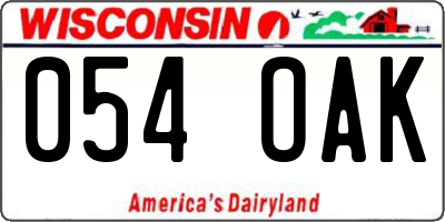 WI license plate 054OAK