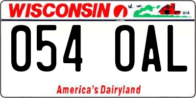 WI license plate 054OAL