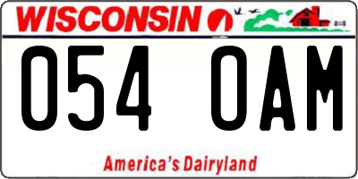 WI license plate 054OAM