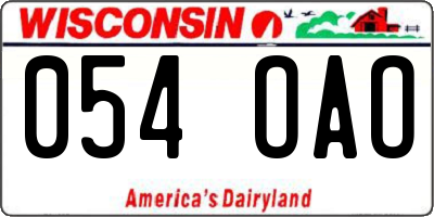 WI license plate 054OAO