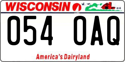 WI license plate 054OAQ