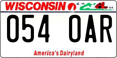 WI license plate 054OAR