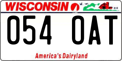 WI license plate 054OAT