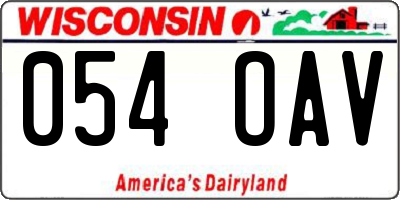 WI license plate 054OAV