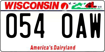 WI license plate 054OAW