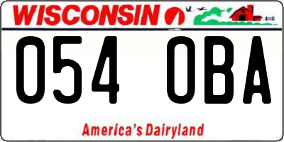WI license plate 054OBA