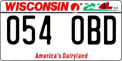 WI license plate 054OBD