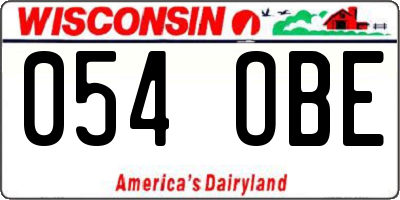 WI license plate 054OBE